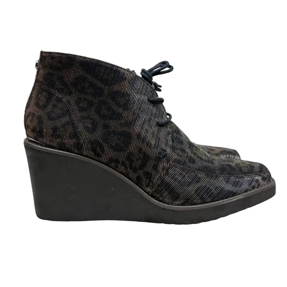 Donald J. Pliner Womens Wedge Ankle Boots Dakota Shimmer Lace Up Brown Sz 10 M‎